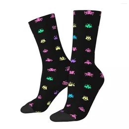 Herrstrumpor Space Invaders Pixel Style Design Theme Crew Merch för Unisex Flexible Sock