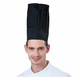 Cappello da chef per donna e uomo cucina hotel cucina ad alto tappo da cucina ristorante ristorante maschio cameriere cappello da lavoro da forno nero f7sj#