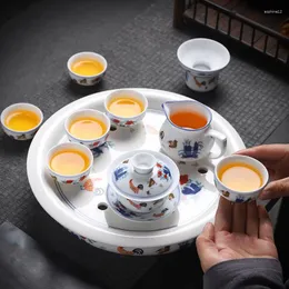 Set di articoli da tè YI CC Chenghua Doucai Pollo Tazza Tazza Set da tè Vassoio Casa Creativa fatta a mano Teiera Copertura Ciotola Tazza da tè