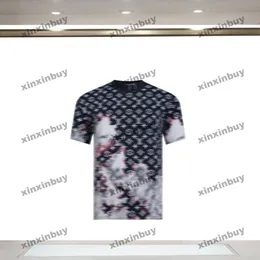 xinxinbuy Herren Designer T-Shirt 2024 Italien Feuerwolke Briefdruck Kurzarm Baumwolle Damen Grau Schwarz Aprikose Weiß XS-XL