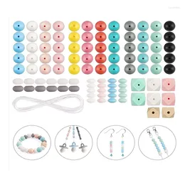 Decorative Figurines 100 Pcs 15Mm Silicone Beads Kit Accessory Round Shape Polygonal For DIY Keychain Making Bracelet