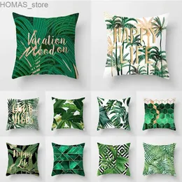 Pillow Tropical Leaf Cactus Monster Cushion Cover 45 * 45cm Polyester Fiber Sofa Home Decoration Box Y240401