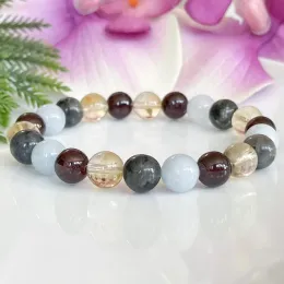 Bracelets MG1497 Scorpio Zodiac Gemstone Bracelet Aquamarine Labradorite Citrine Garnet Healing Crystals Jewelry November Birthstone