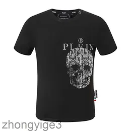 Pleinxplein pp camisetas masculinas design original camisa de verão plein camiseta pp algodão strass camisa de manga curta 123 preto cor branca