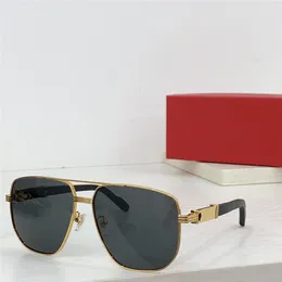 Новый модный дизайн, квадратные солнцезащитные очки 1139, металлическая оправа, деревянные дужки, простой и современный популярный стиль, универсальные уличные защитные очки UV400