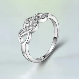 Cluster-Ringe Unendlichkeitsring 925 Sterling Silber Eternity Charms Freund Geschenk Endless Love Symbol für Frauen Schmuck