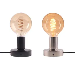 Metal masa lambası tabanı E26 E27 LED ampul soket lambası tutucu 1.8m kordon sanayi masa lambası kafe odası dekorasyonu