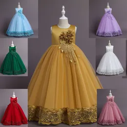 Bellezza Blu cielo Viola Oro Verde Gioiello Abiti da compleanno/festa per ragazze Abiti da spettacolo per ragazze Abiti da cerimonia per ragazze Gonne per tutti i giorni Abbigliamento per bambini SZ 2-10 D330271