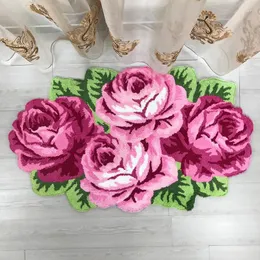 Teppiche Top Qualität Rosa Rose Teppich Handgewebte Blumen Teppich Fußmatte Bodenmatte Für Wohnzimmer Schlafzimmer Badezimmer 110 70 cm