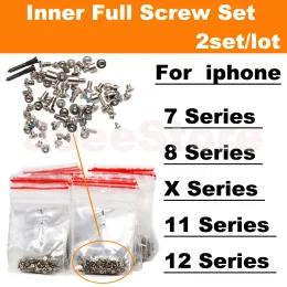 2set Full Screw Set For iPhone X XS XR 11 12 Pro Max Mini 7 8 Plus Mobile Accessories Inner Bottom Complete Screws Repair Parts