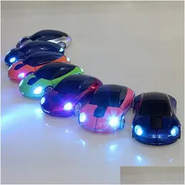 Ratos sem fio carro com luz acessórios de computador 2.4ghz 3d mouse óptico esportes forma receptor usb para computador portátil entrega gota comput otjy8