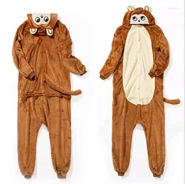 Casa roupas macaco marrom anime onesies feminino animal pijamas conjunto kigurumi adulto pijamas flanela inverno unisex