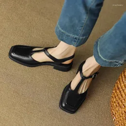 Sıradan Ayakkabılar Pompalar Kadın İlkbahar ve Sonbahar Tarzı Sığ Ağız Moda Kare Toe Toka Kayışı Kesin Yüksek 3cm Artı Boyut 33-43