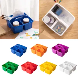 Portable 3 Compartments Storage Caddy with Carrying Handle Plastic Divided Basket Bin Box Multiuse Arts Crafts Caddies Dropship