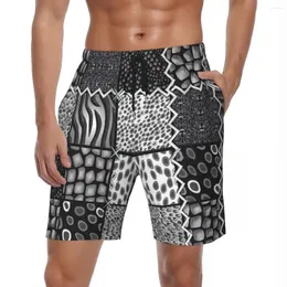 Herren Shorts Patchwork Print Board Sommer Tier Streifen Sport Kurze Hosen Männer Schnell Trocknend Vintage Design Große Größe Strand Badehose