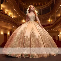 Vintage księżniczka suknia balowa sukienki Quinceanera Eleganckie aplikacje Pearki Perły Sweet16 Sukienka do fotografii Vestidos BC18479