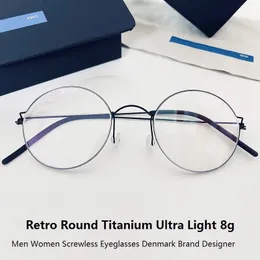 Glasses Frame Men Screwless Eyewear Prescription Eyeglasses Retro Round Myopia Optical Lens Denmark Korean 240314