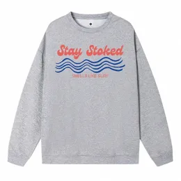 Sokak Plus Boyut Kadın Sweatshirt Stoked Surf Wave Desen Baskı Gibi Koku Koku Hoody Gevşek Sıcak Külot Yumuşak Polar Giysileri A9DW#