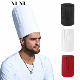 فندق للجنسين Chef Top Hat Catering Cooking Caps مطعم Man Kitchen Hat Bakery Male نادل العمل قبعات قابلة للتعديل عالية O4CU#
