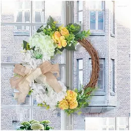Dekoracyjne kwiaty wieńce girlandy 40 cm rattan drzwi domowe wisząca rustykalna dekoracja wielkanocna na imprezę i festiwal obchodów dekoracji dro otup0