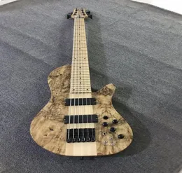 6 Strings Neck Thru Body Electric Bass Guitar Maple Body 24 frets Black Hardware China Made Bass 7477054