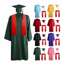 Erwachsene Graduati Kleid Cap Set Unisex Schuluniform Cosplay Bachelor Kostüm College Universität Ceremy Anzug Frauen Männer Geschenk x0H6 #