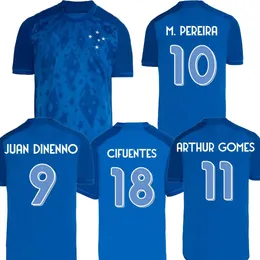 24-25 Cruzeiro hem Anpassad thailändsk fotbollströjor av hög kvalitet 9 Juan Dinenno 10 M.Pereira 11 Arthur Gomes 18 Cifuentes Football Uniforms Wholesale Kingcaps Dhgate