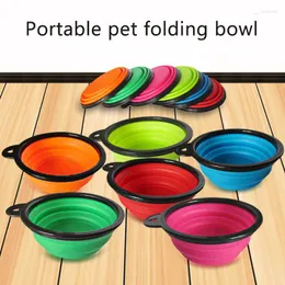 Cão vestuário transer tigela portátil dobrável dobrável silicone pet gato comida água alimentação viagem cor aleatória