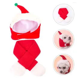 Dog Apparel Pet Christmas Set Hats Warm For Thermal Accessories Pets Flannel Puppy Supplies Kit Scarf