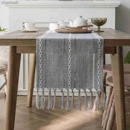 Table Runner Nordic Jacquard Striped con bacini di pranzo in poliestere per matrimoni decorazioni per la casa YQ240330
