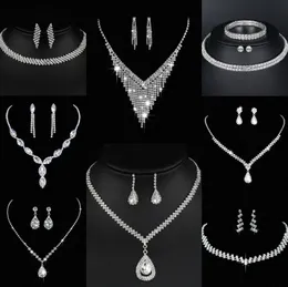 Värdebelt lab diamantsmycken Set Sterling Silver Wedding Halsband örhängen för kvinnor brudgagemang smycken gåva u9zs#