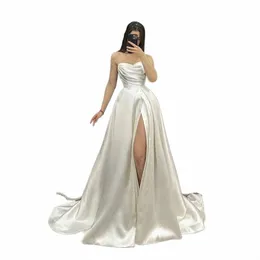 2024 A Line Wedding Dres Strapl Side Split Abiti da sposa Elegante Pieghe Sweetheart Wedding Party Abiti sessualità vestido J7vT #