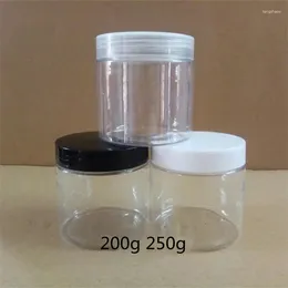 保管ボトル卸売200/250ml空のプラスチック透明化粧品ジャーメイクアップコンテナホワイト/ブラックジャーフェイスクリームサンプルポットジェルボックス