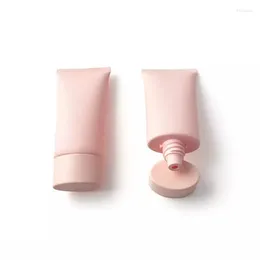Storage Bottles 30Pcs 50ml Matte Frost Pink Plastic Facial Cleanser Refillable Bottle Screw Lid Empty Cosmetic Packaging BB Cream Squeeze