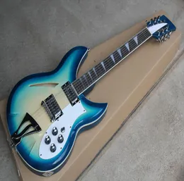 Factory Custom semihollow Blue Sunburst Electric Guitar with 12 StringsChrome HardwareHHH PickupsCan be Customized4789119