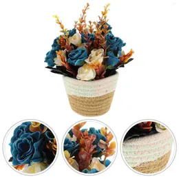 Fiori decorativi Decorazioni per la casa Fioriera in stile pastorale Piccolo cesto di bonsai finti Bouquet Ornamenti Simulazione realistica di piante in vaso