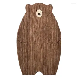 Kitchen Storage Wooden Board Cutting Cute Bear-Shaped Bread Tray Black Walnut Brown