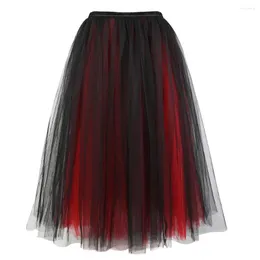 Damen-Nachtwäsche, Damen-Rock, Prinzessin-Tutu, Tüll-Röcke, Burlesque-Korsett-Zubehör, sexy Ballkleid, Lolita, langes Netz, rotes Jupe