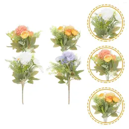 Dekoratif çiçekler 4 adet süslemeler simüle karahindiba buket düğün tava zhibu yapay çiçek sapları