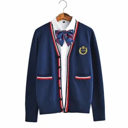 cardigan Women Sweater Japanese Style 2021 Spring V-neck Students School Uniforms Girls Single Breasted Cardigans Sweaters Q7Ar#