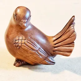 Statuette decorative Y8537 - Netsuke in legno di bosso intagliato a mano da 20 anni: bellissimo uccello