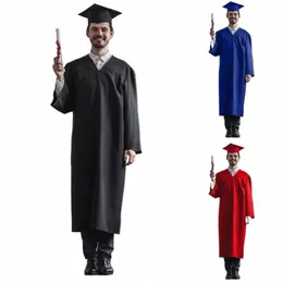 Man Women Graduati Suknia Soft Mat Graduati Suntu Hat Tassel 2023 UNISEX Graduati Costume for High School i Bachelor E3W2#