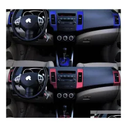 Aufkleber Autoaufkleber für Mitsubishi Outlander 20062011 Interior Central Control Panel Türgriffe Kohlefaser -Abziehbilder Styling Accessorie D.