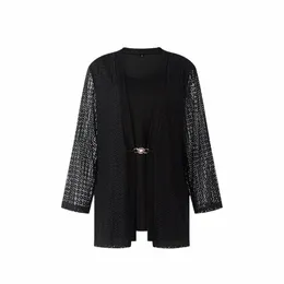 Yitglian fina eleganta blusar för kvinnor plus storlek LG Sleeve Hollow Crochet Busin Causal Black Top Shirt Autumn Tunika W136 K1KP#