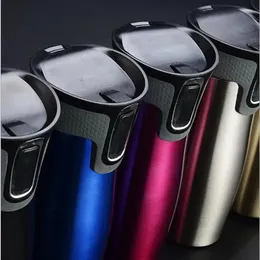 2024 450 ml Edelstahl Doppelwand -Reiset Becher Leckdosen Thermos Becher Kaffeetassen Auto Vakuuminsulierung Wärme Wasserflasche für