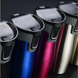 2024 450ml 스테인레스 스틸 이중 벽 여행 머그잔 누출 방지 thermos mug coffee cups 자동차 진공 절연 열 물병