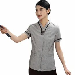 cleaning Service Uniform Short Sleeve Spring and Summer Hotel Guest Room Cleaner Clothing Housekee Property Cleanin S1II#