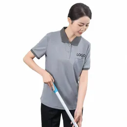 summer Room Service Cleaner Uniform Waiter Short Sleeve Shirt Hotel Workwear for Logistics Staff Housekee Tops for Tea House C2A8#
