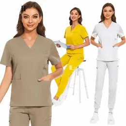 Yüksek kaliteli streç tıbbi ovma üniformaları çok renkli güzellik işçiliği iş kıyafetleri fcist iş seti hemşire üniformaları w3pz#