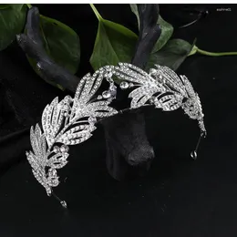 Headpieces lyxiga krona kristallblad brud tiaras strass diadem tävling kronor brud pannband bröllop hår tillbehör novia